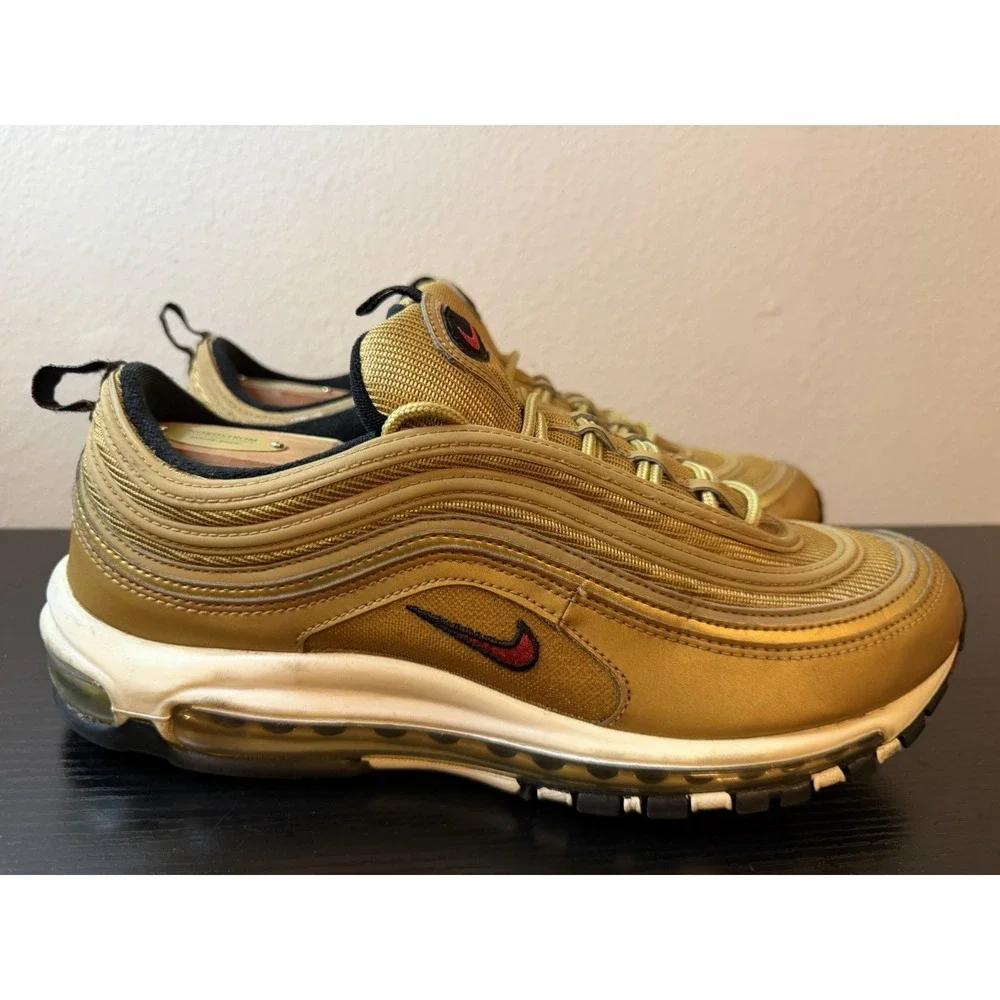 Men's Nike Air Max 97 OG Metallic Gold Golden Bullet Shoes Size 12 (DM0028-700)